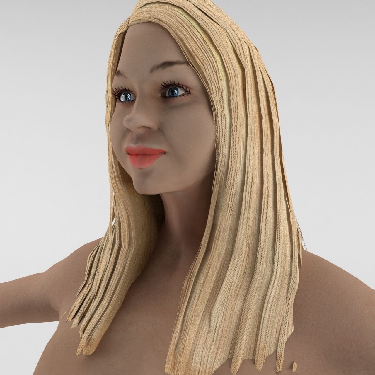 Human Female Character 1 Rigged and ready for animations Low-poly 3D model_1
