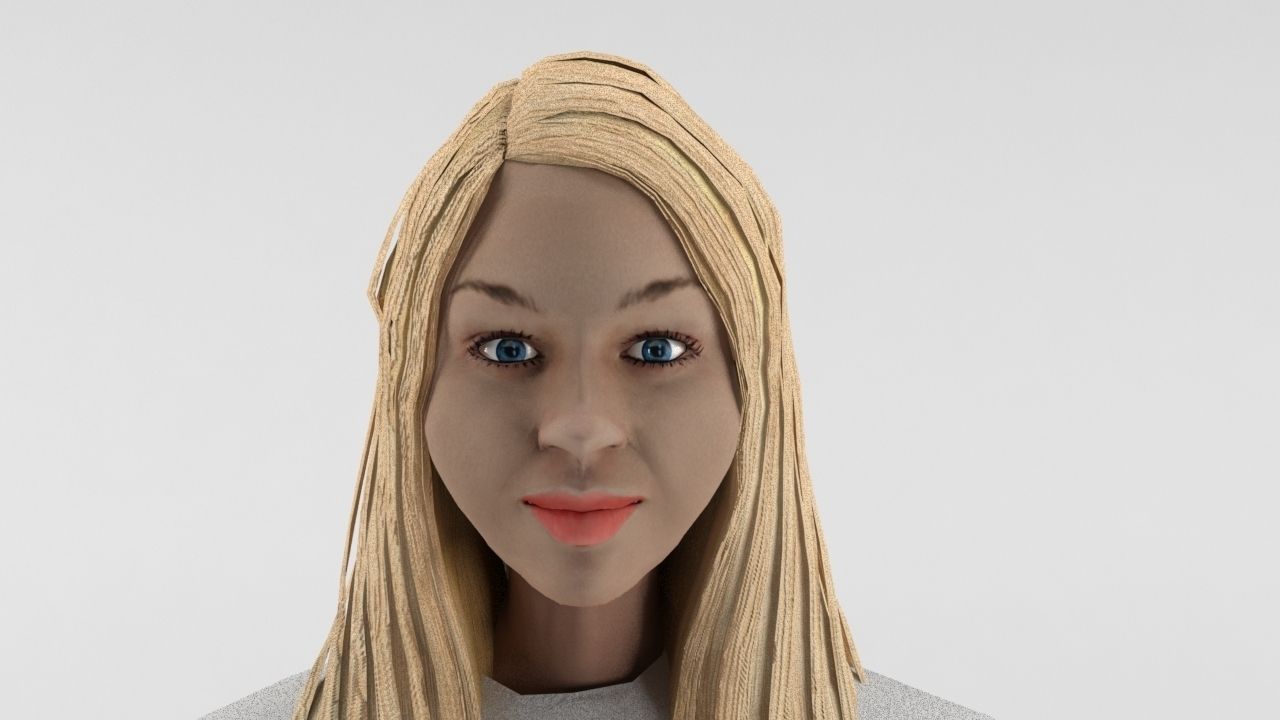Human Female Character 1 Rigged and ready for animations Low-poly 3D model_2