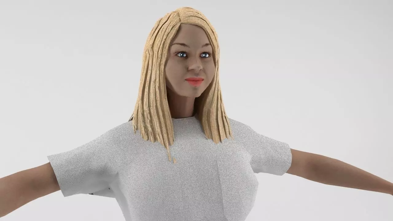 Human Female Character 1 Rigged and ready for animations Low-poly 3D model_0