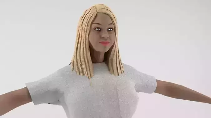 Human Female Character 1 Rigged and ready for animations Low-poly 3D model