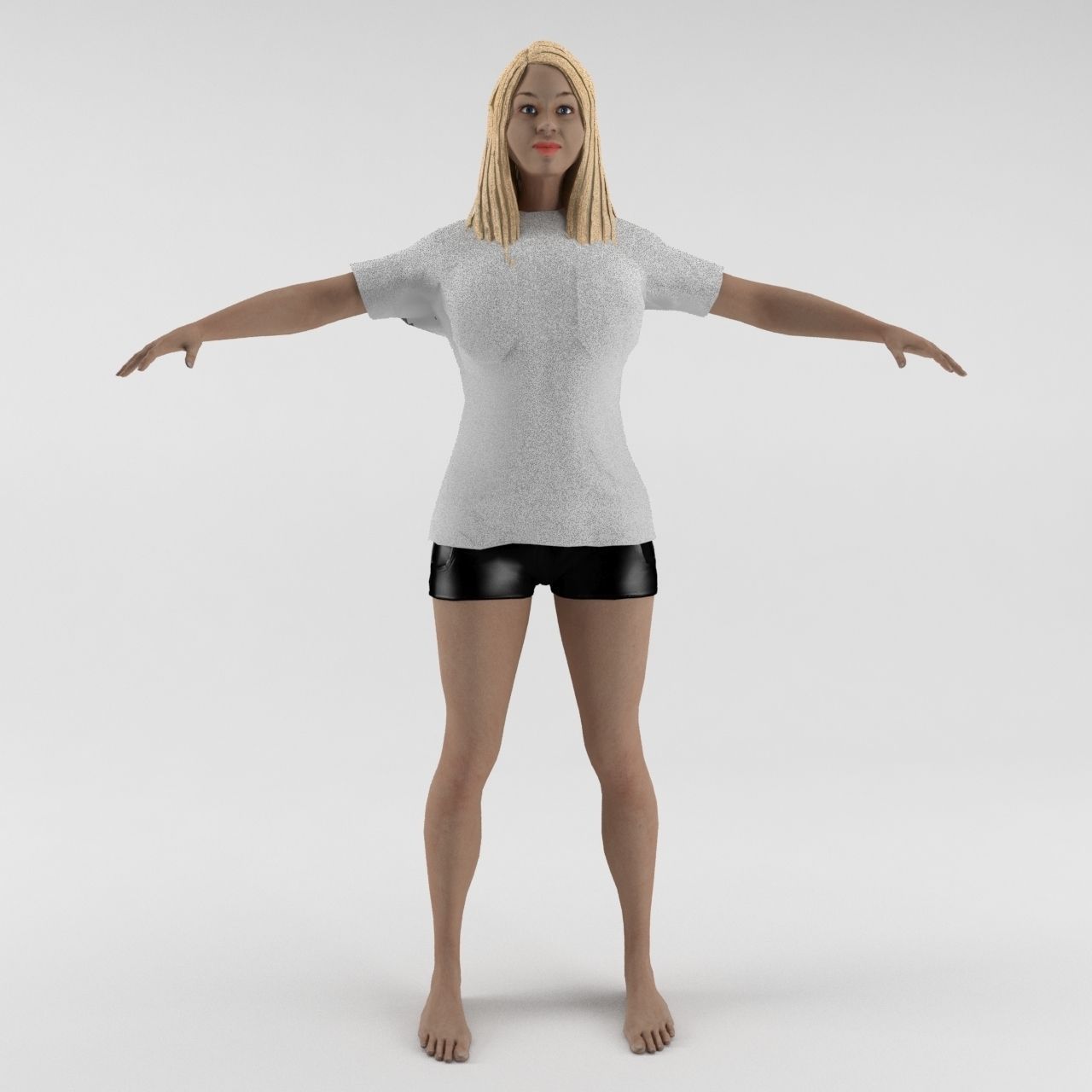 Human Female Character 1 Rigged and ready for animations Low-poly 3D model_4