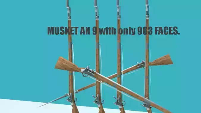 FRENCH MUSKET Low Poly 3D model
