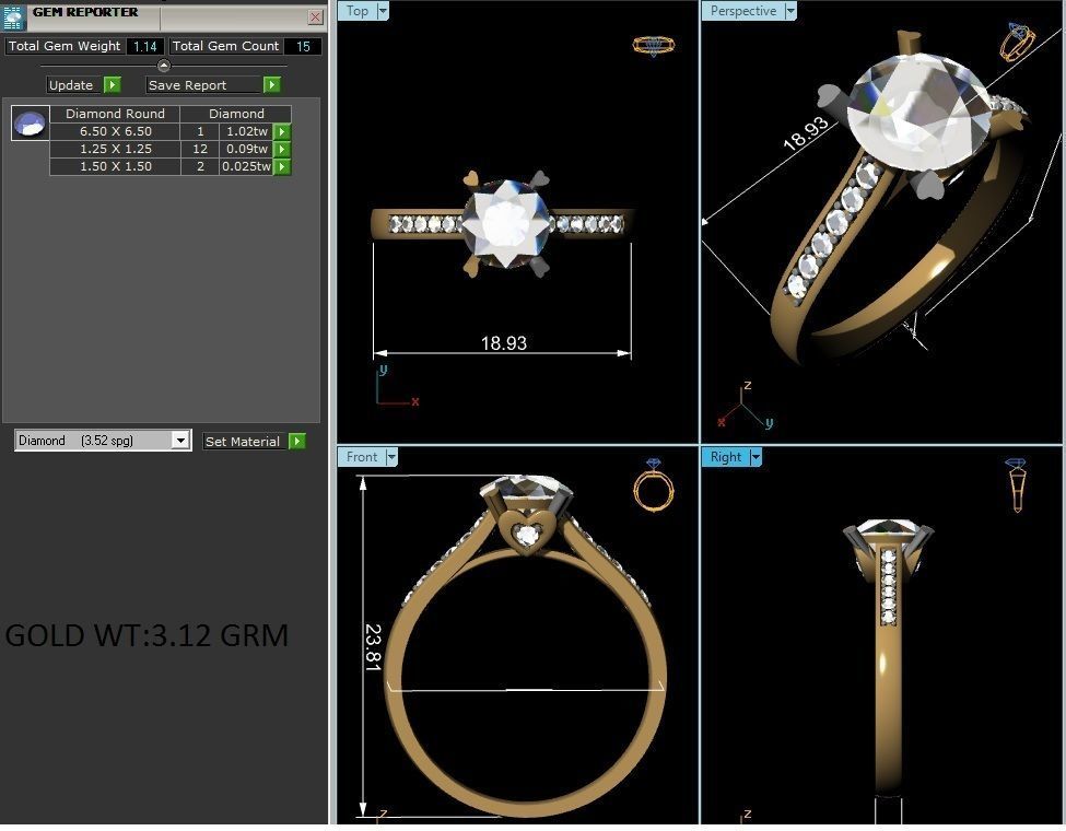 Women solitaire ring 3dm stl render detail 3D print model 3D print model_8
