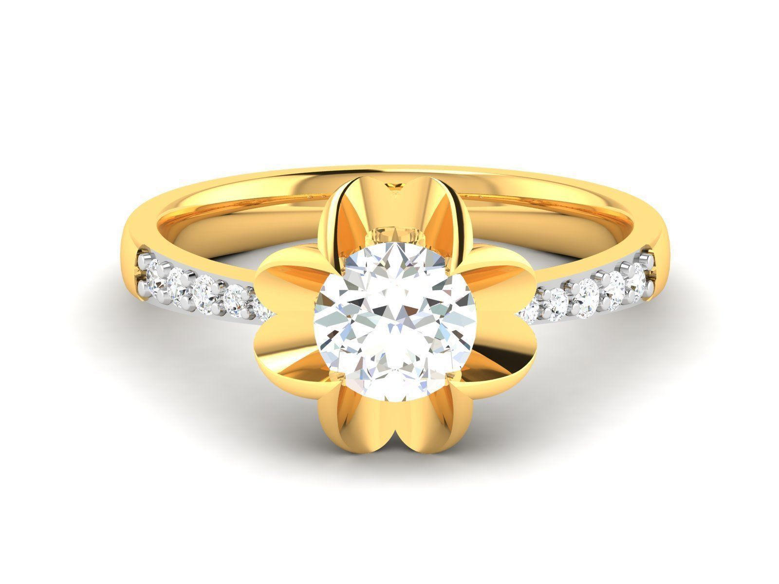 Women flower solitaire ring 3dm stl render detail 3D print 3D print model_6