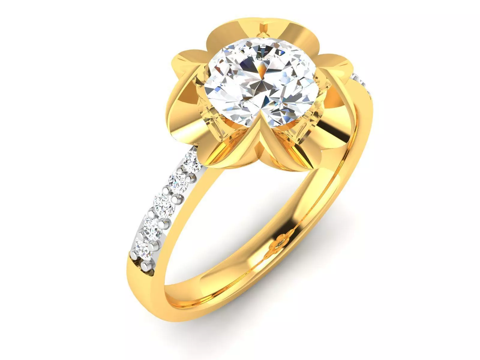 Women flower solitaire ring 3dm stl render detail 3D print 3D print model_0