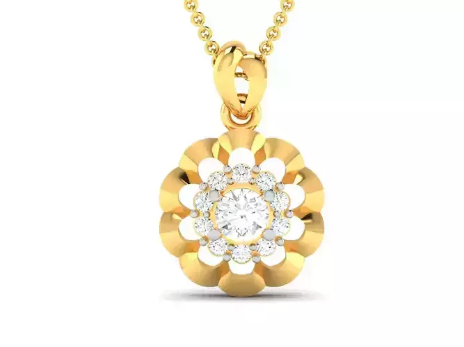 Solitaire flowers pendant 3dm stl render detail 3D print model 3D print model