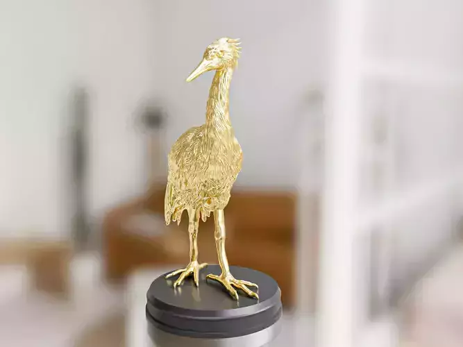 Gold Crane Bird Figurine 3D print model