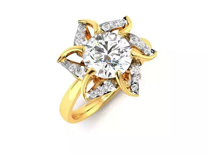Women flower  solitaire ring 3dm stl render detail 3D print