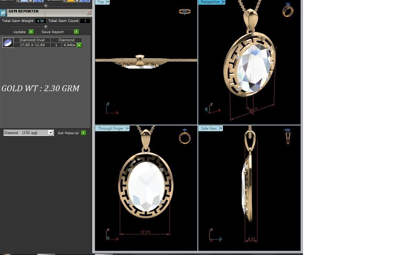 Solitaire pendant 3dm stl render detail 3D print model 3D print model_6