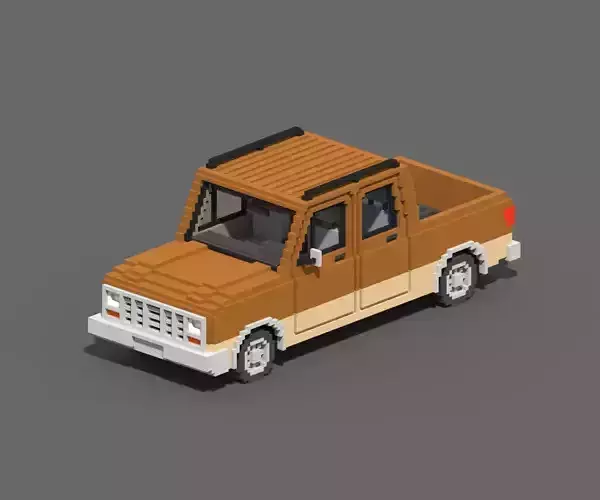 Voxel Long Pickup Low-poly 3D model