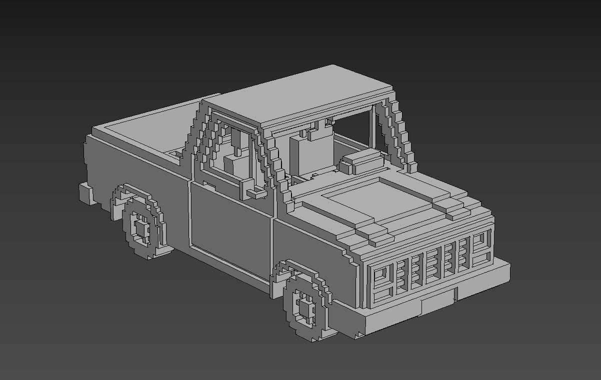 Voxel Pickup Low-poly 3D model_23