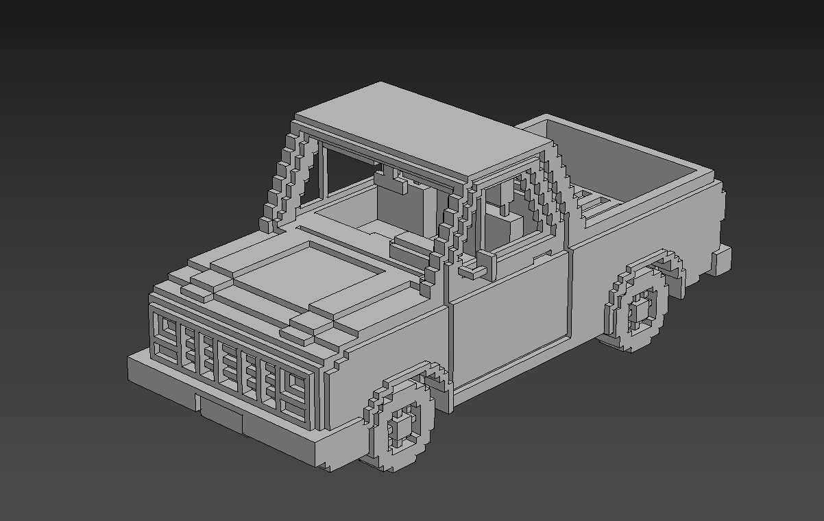 Voxel Pickup Low-poly 3D model_24