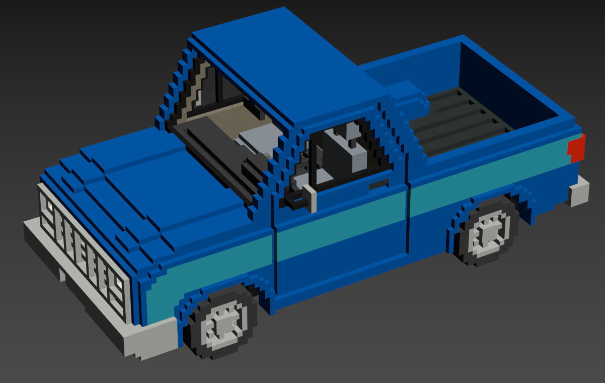 Voxel Pickup Low-poly 3D model_13