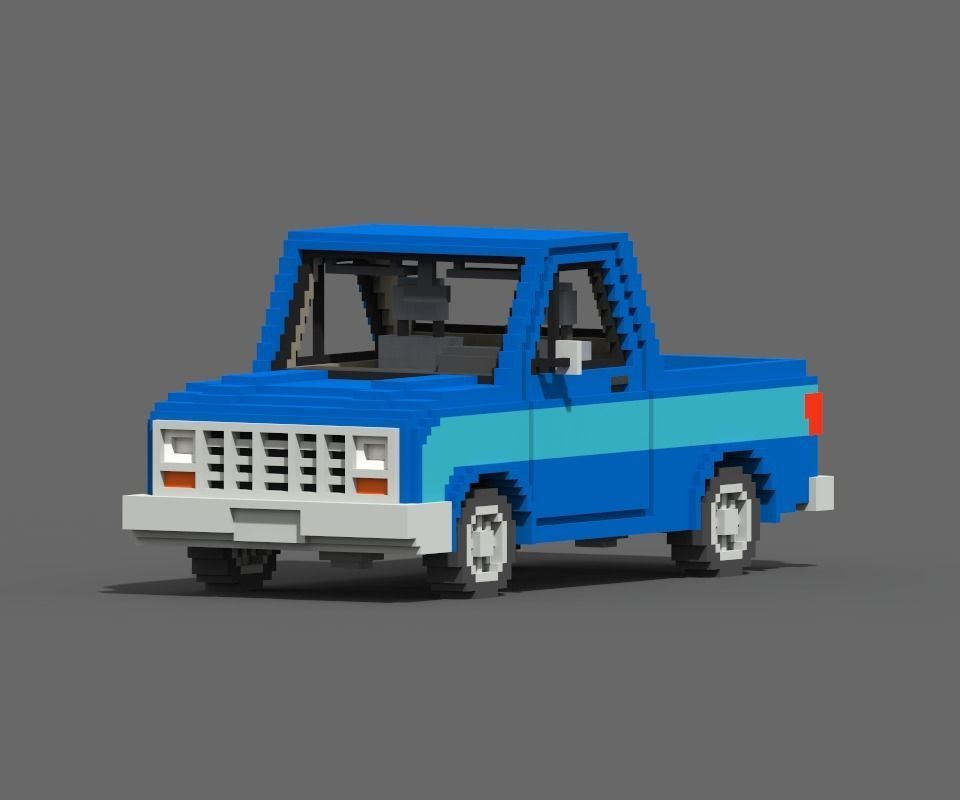 Voxel Pickup Low-poly 3D model_10