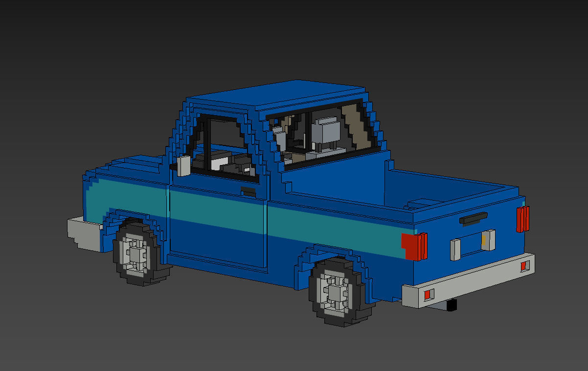 Voxel Pickup Low-poly 3D model_20