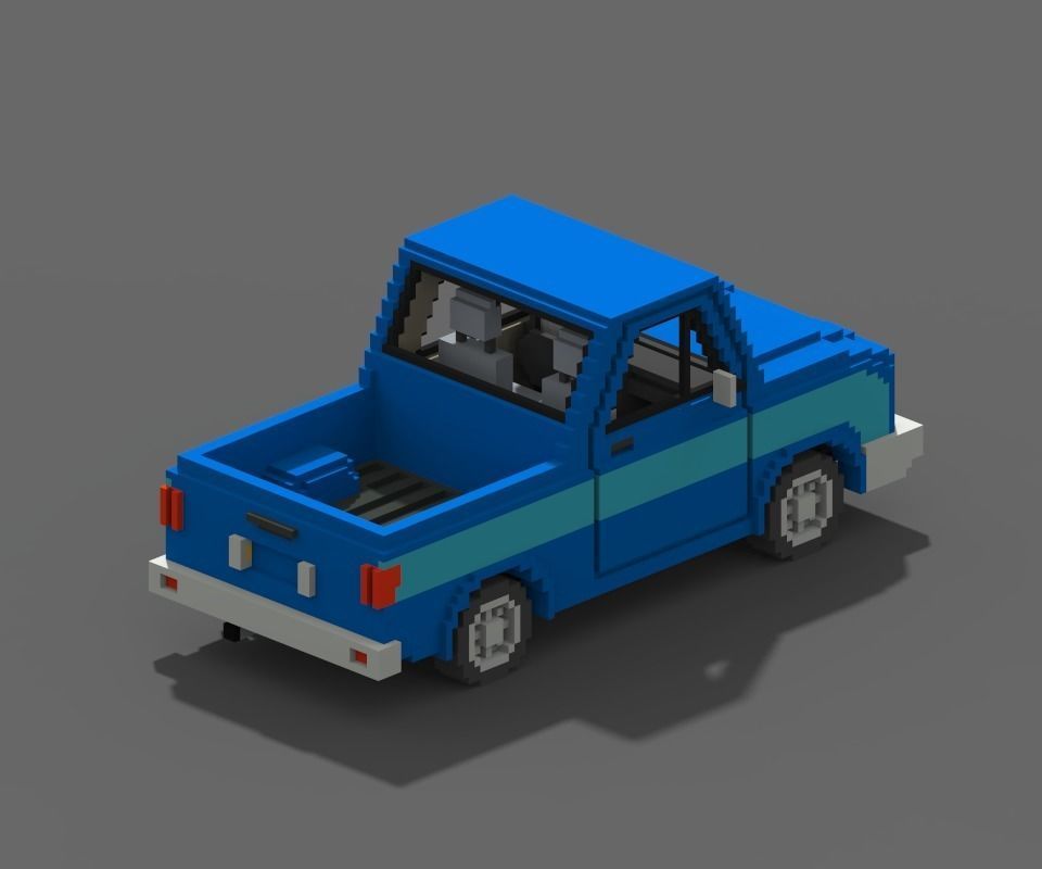 Voxel Pickup Low-poly 3D model_1