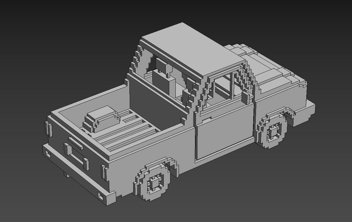 Voxel Pickup Low-poly 3D model_26