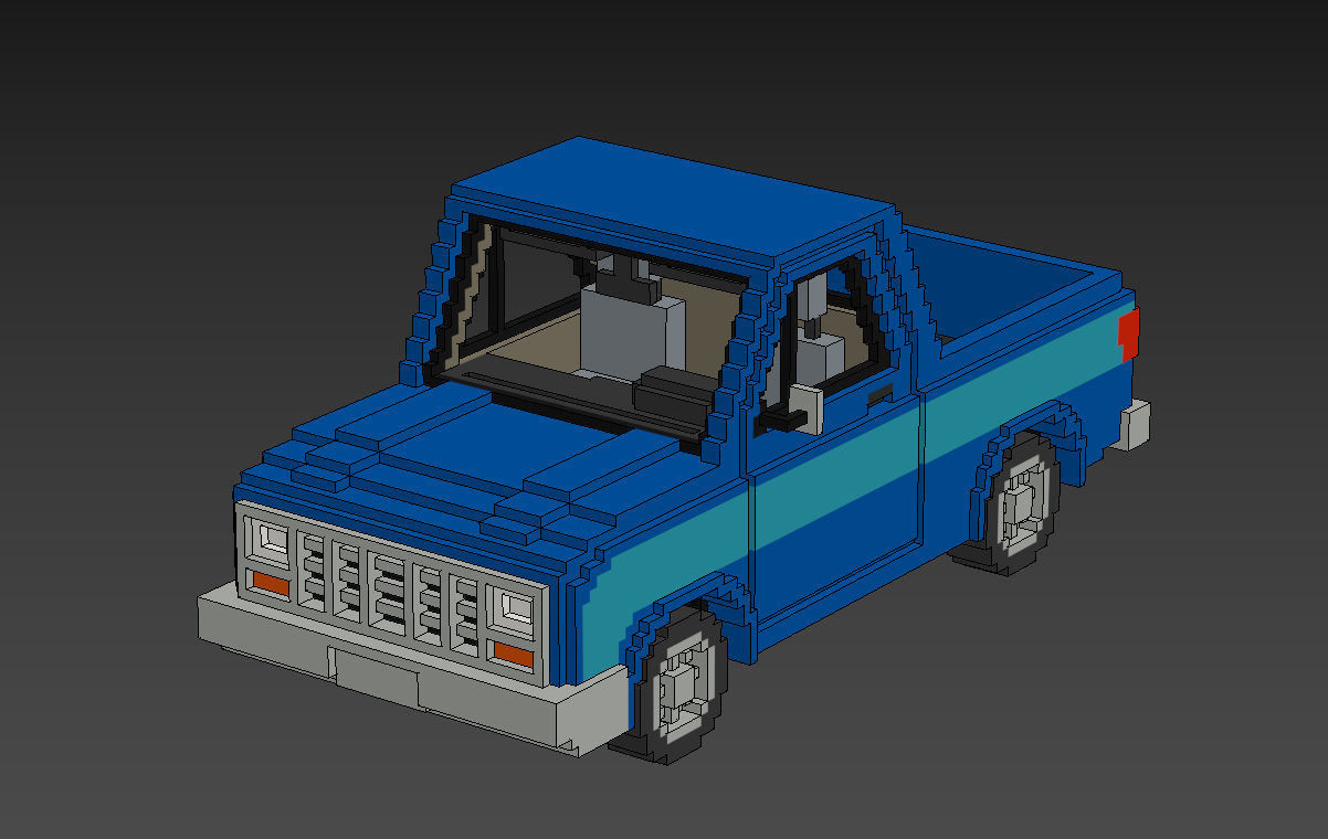 Voxel Pickup Low-poly 3D model_12