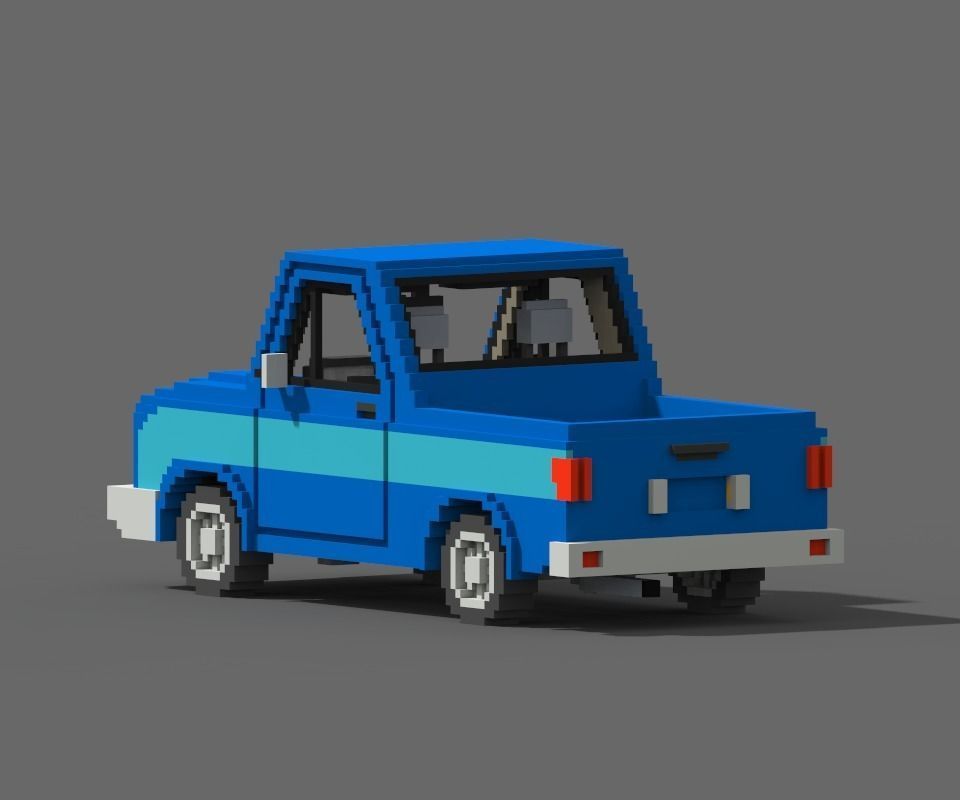 Voxel Pickup Low-poly 3D model_11