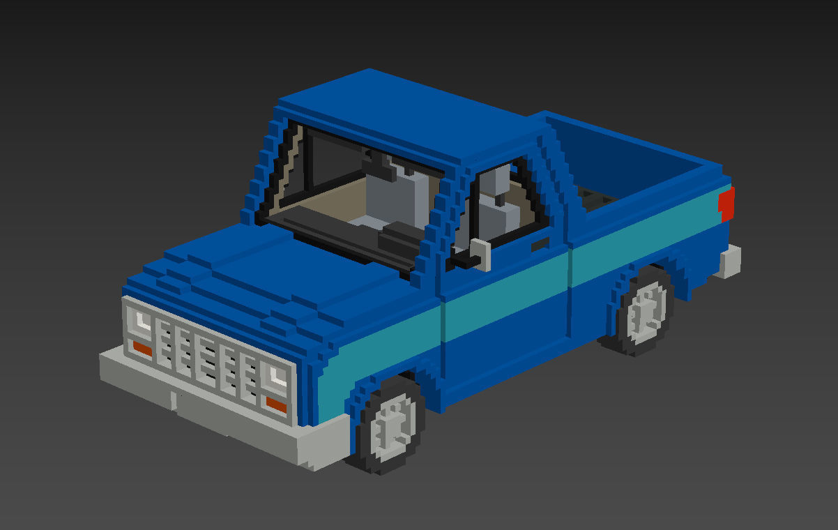 Voxel Pickup Low-poly 3D model_18