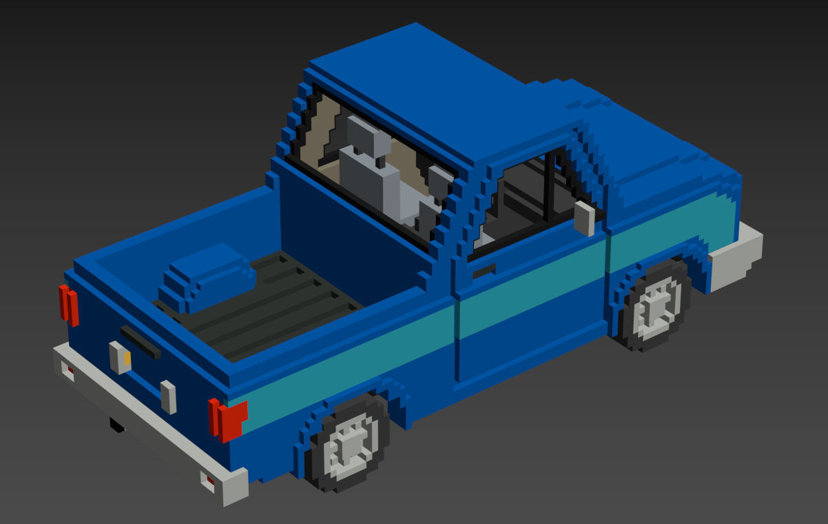 Voxel Pickup Low-poly 3D model_16
