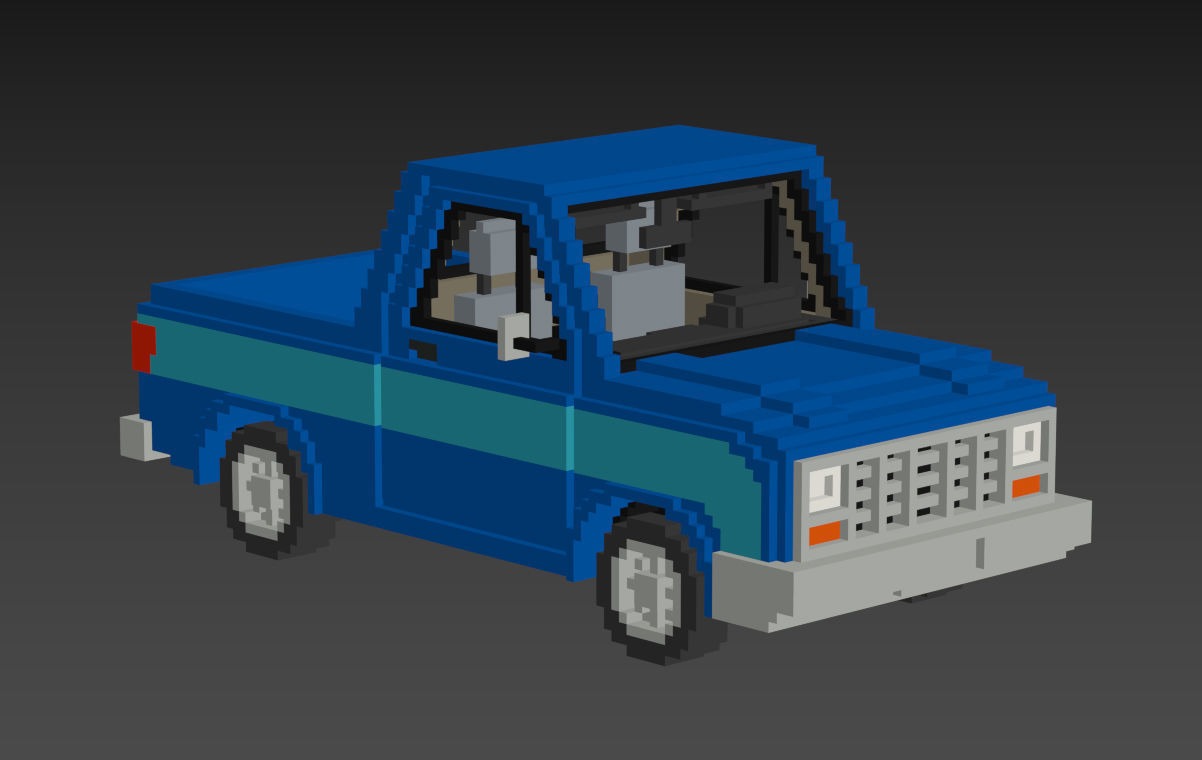 Voxel Pickup Low-poly 3D model_17
