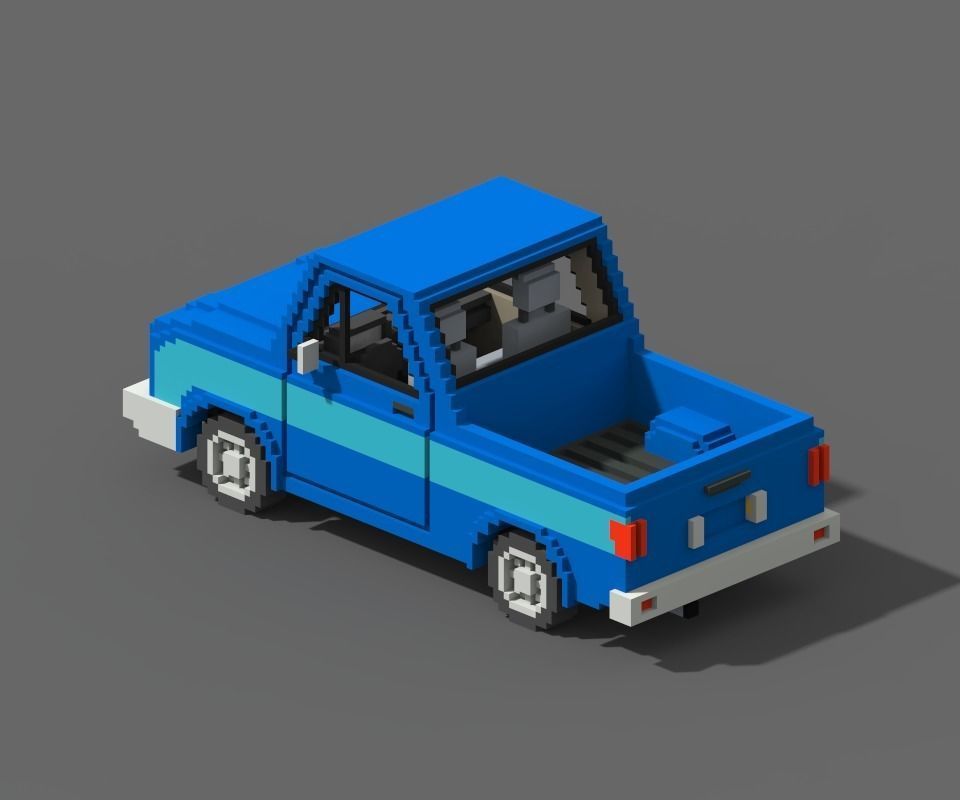 Voxel Pickup Low-poly 3D model_3