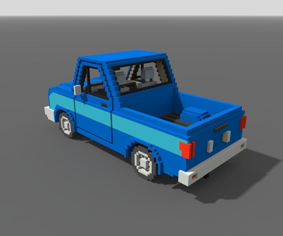 Voxel Pickup Low-poly 3D model_6