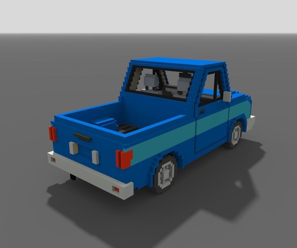 Voxel Pickup Low-poly 3D model_7