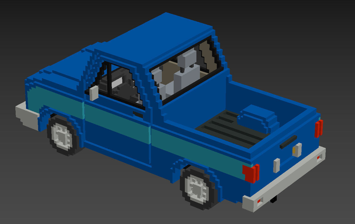 Voxel Pickup Low-poly 3D model_14