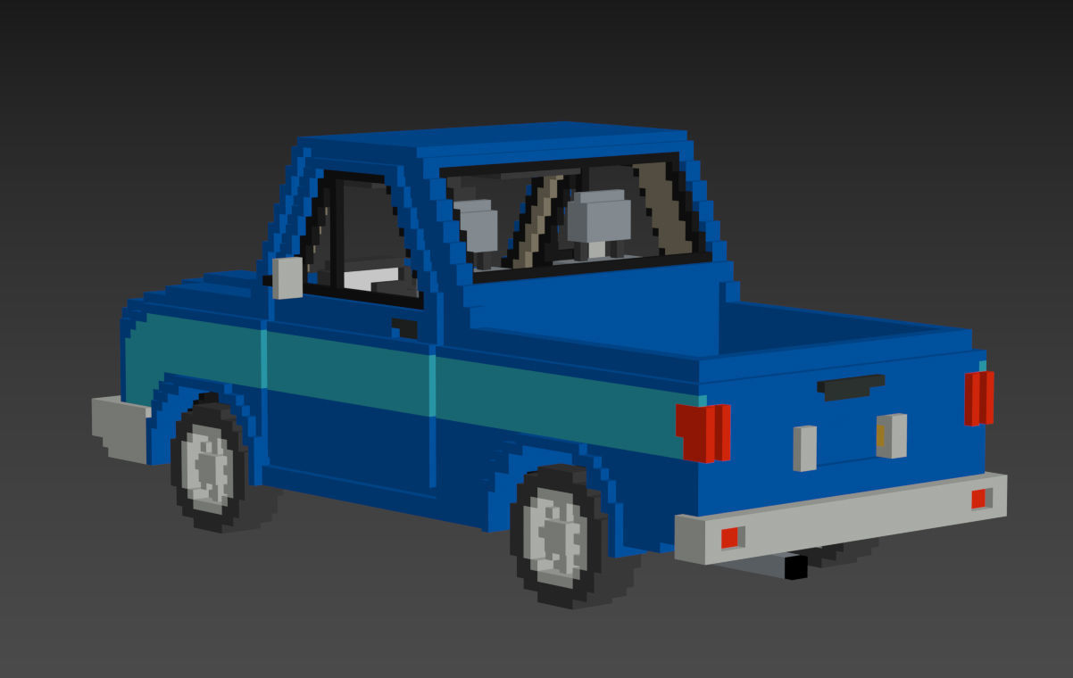 Voxel Pickup Low-poly 3D model_15