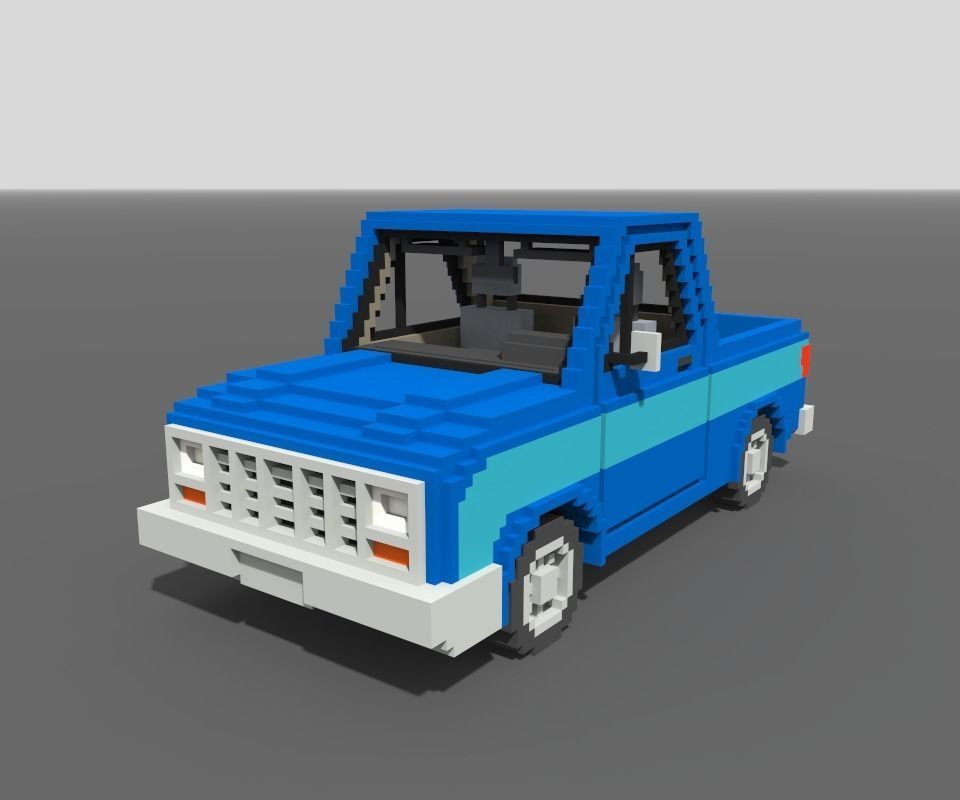 Voxel Pickup Low-poly 3D model_4