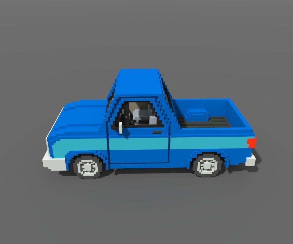 Voxel Pickup Low-poly 3D model_5