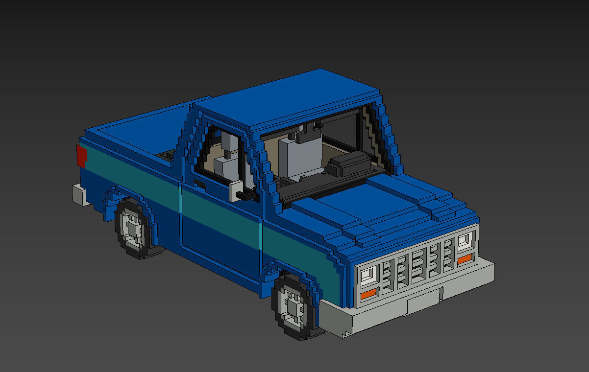 Voxel Pickup Low-poly 3D model_22