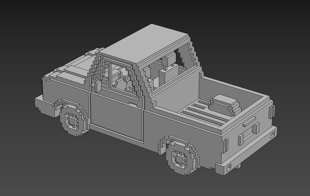 Voxel Pickup Low-poly 3D model_25