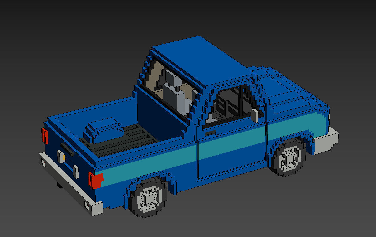 Voxel Pickup Low-poly 3D model_21