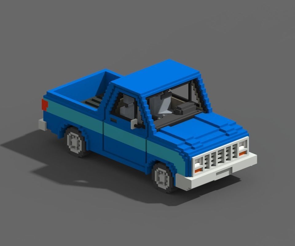 Voxel Pickup Low-poly 3D model_2