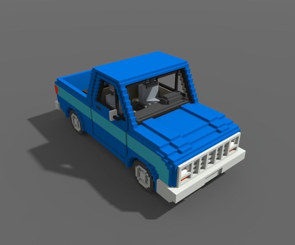 Voxel Pickup Low-poly 3D model_9