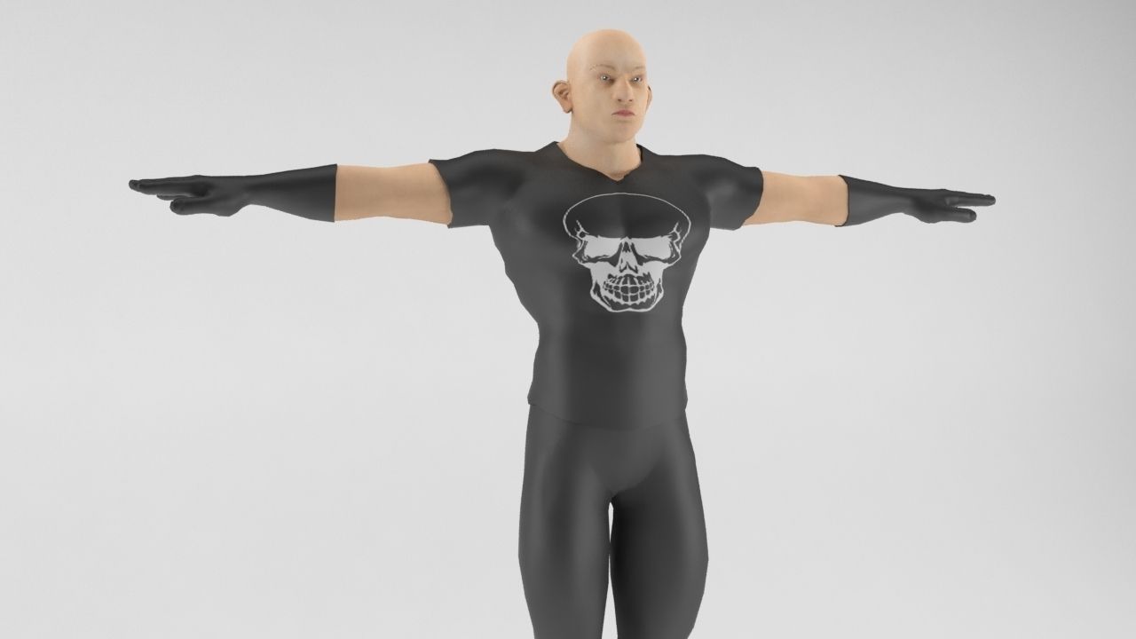 Human Male Fighter 2 Ready to be rigged Low-poly 3D model_1