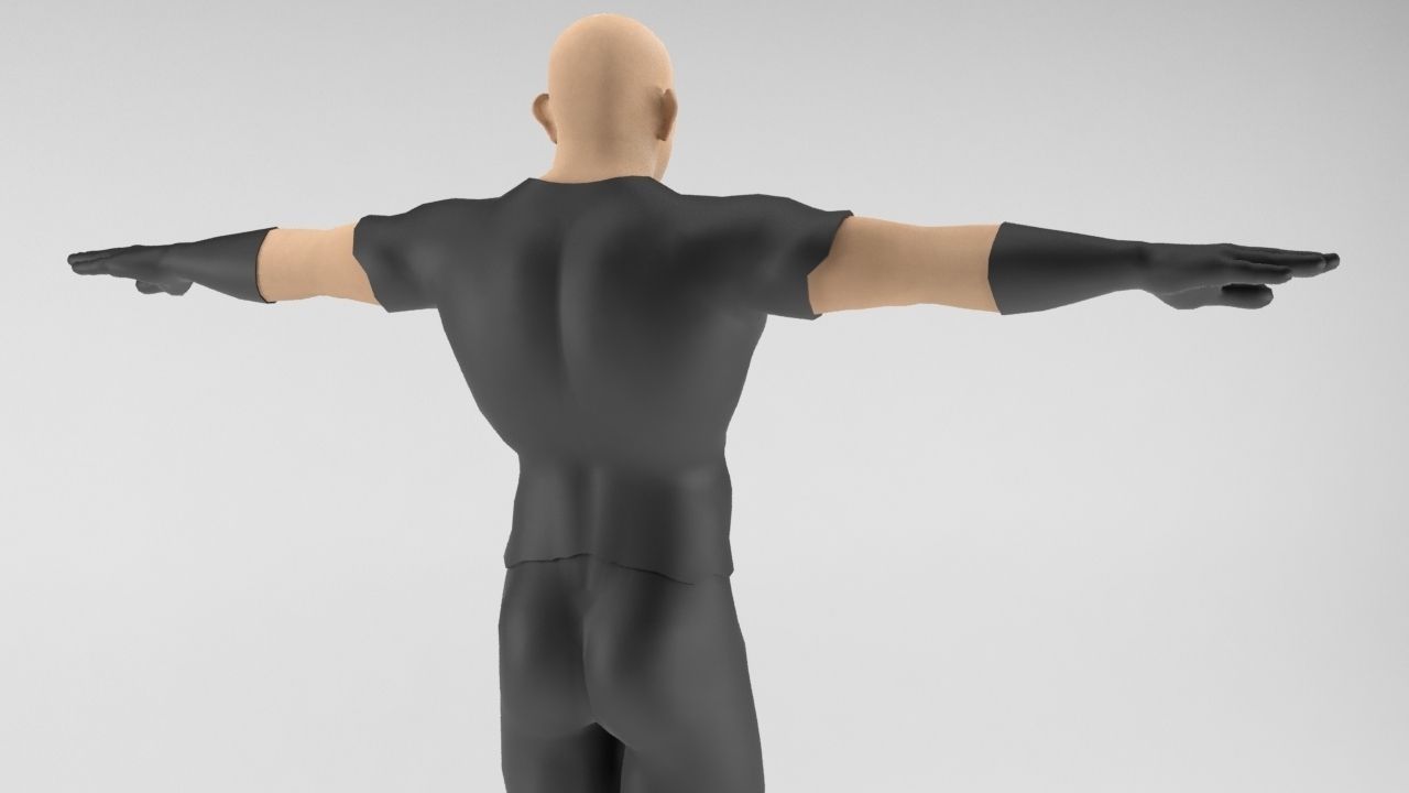Human Male Fighter 2 Ready to be rigged Low-poly 3D model_3