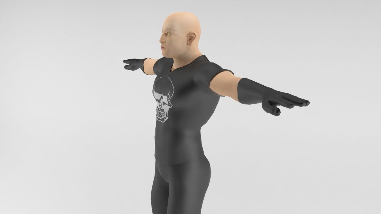 Human Male Fighter 2 Ready to be rigged Low-poly 3D model_4