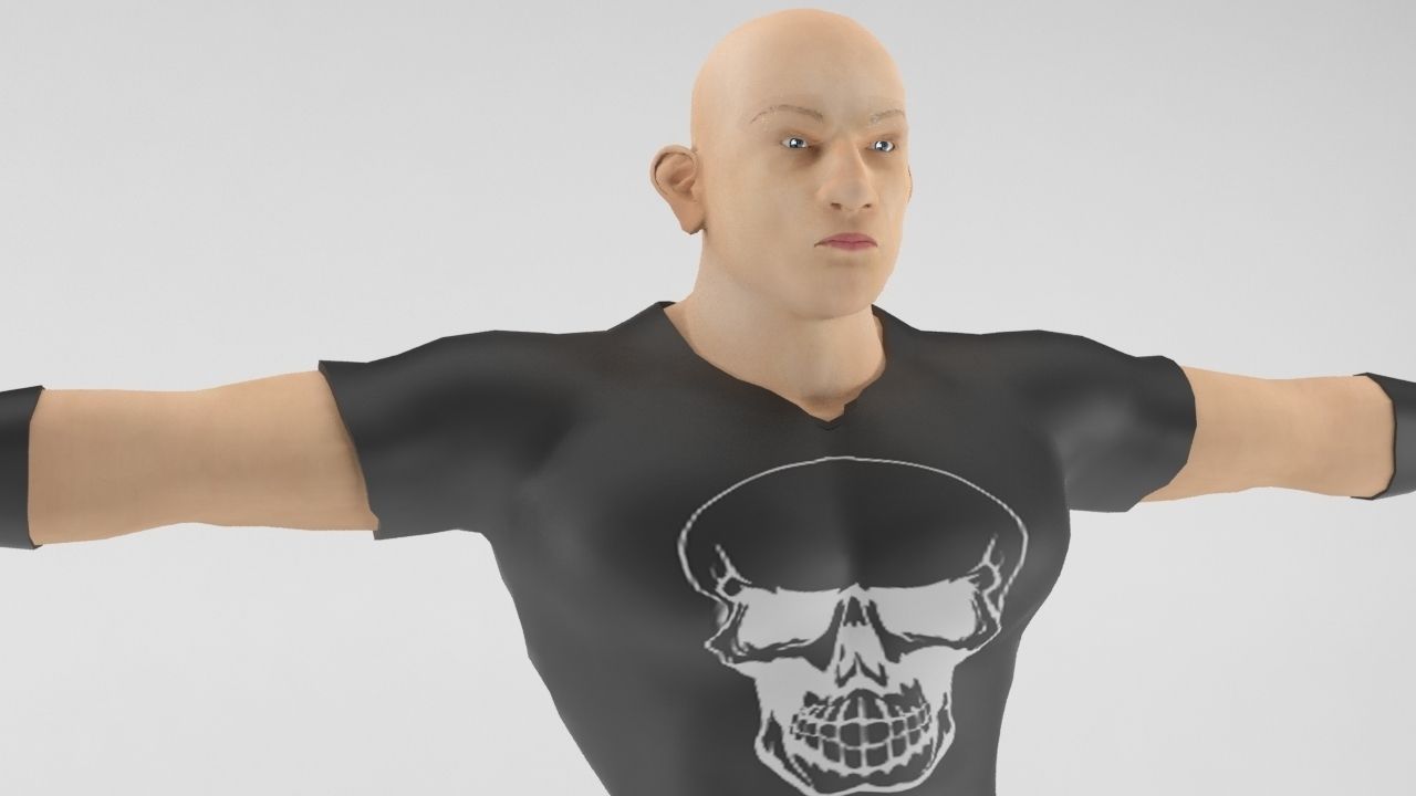 Human Male Fighter 2 Ready to be rigged Low-poly 3D model_5