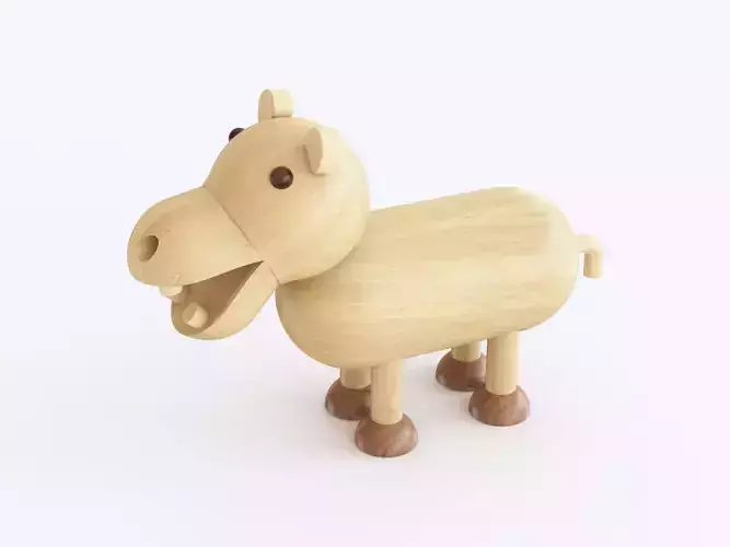Wooden toy hippopotamus
