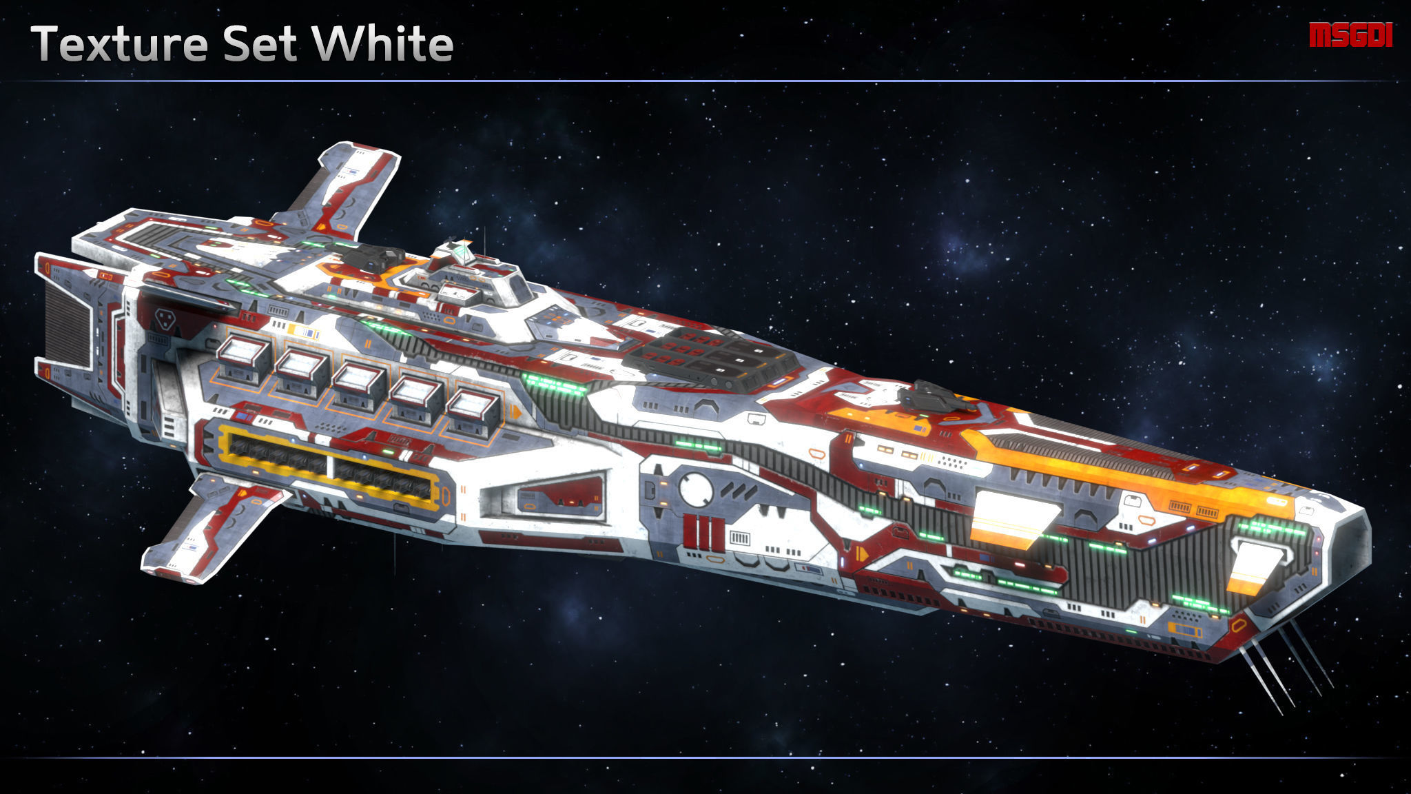 Spaceship Battlecruiser Exterminator Low-poly 3D model_11