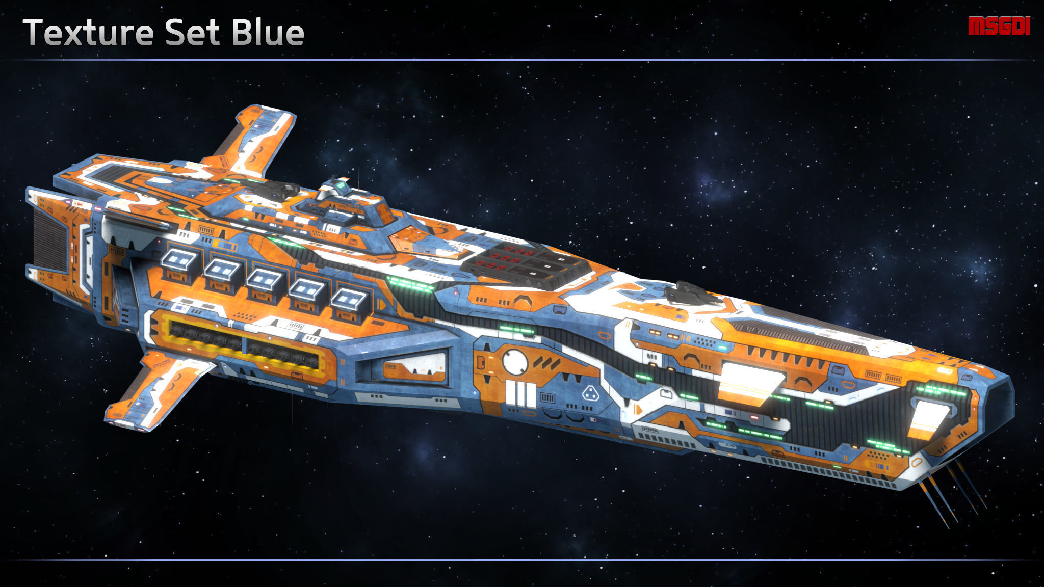 Spaceship Battlecruiser Exterminator Low-poly 3D model_8