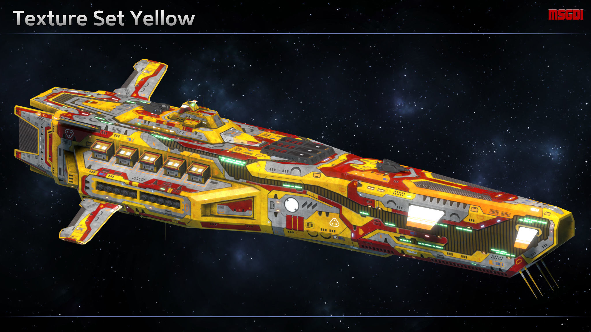 Spaceship Battlecruiser Exterminator Low-poly 3D model_12