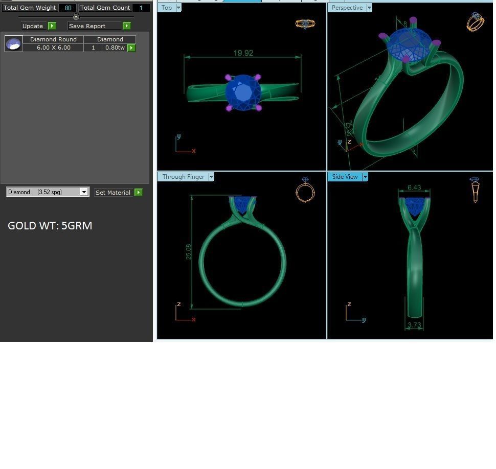 Women solitaire ring 3dm stl render detail 3D print model 3D print model_8
