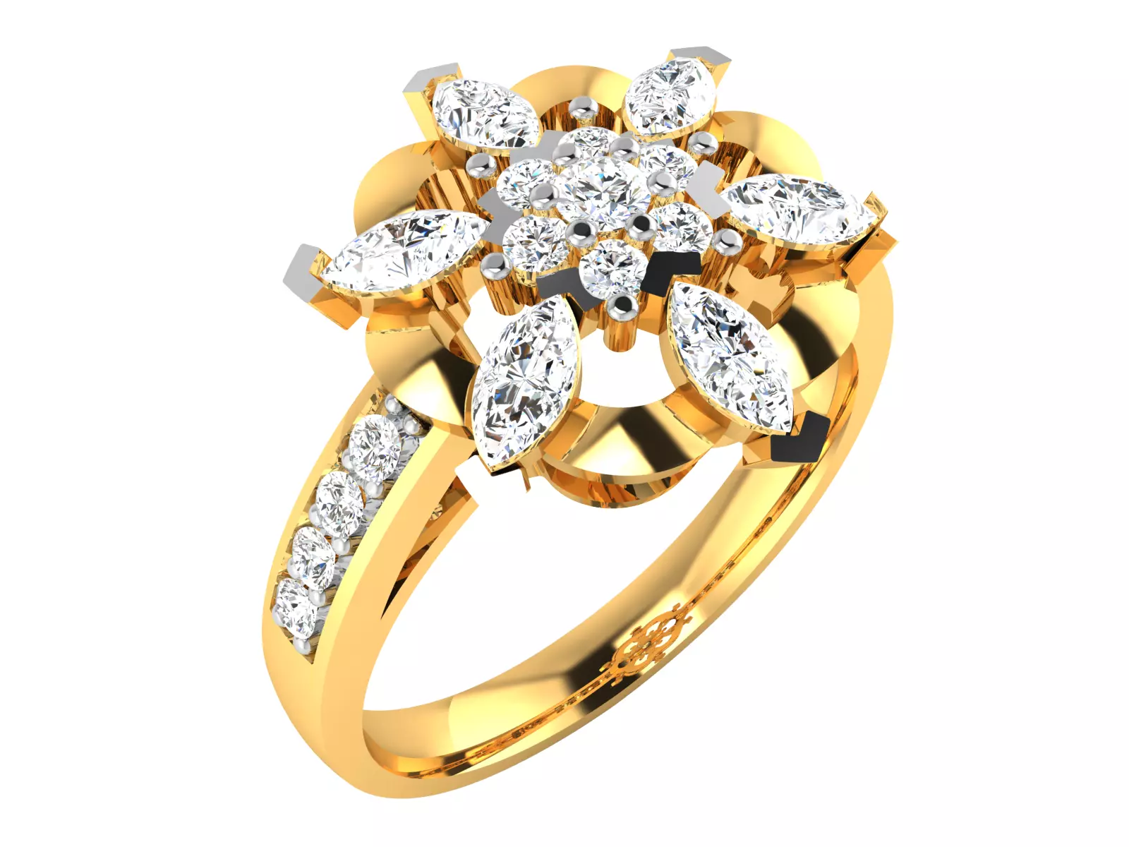 Women flower  solitaire ring 3dm stl render detail  3D print model_0