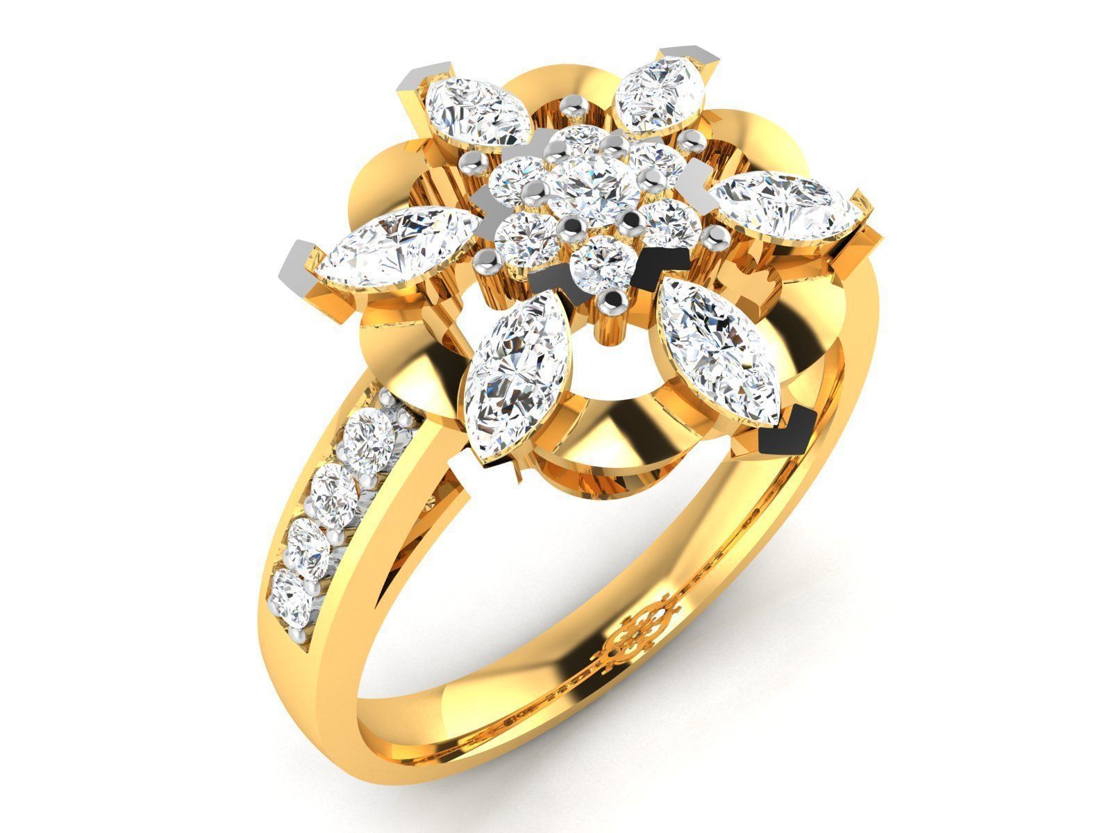 Women flower  solitaire ring 3dm stl render detail  3D print model_1