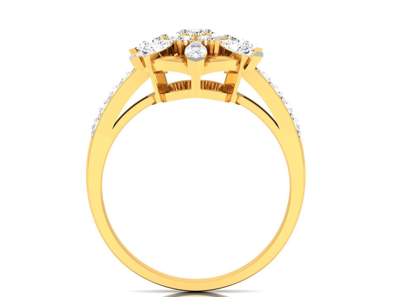 Women flower  solitaire ring 3dm stl render detail  3D print model_2